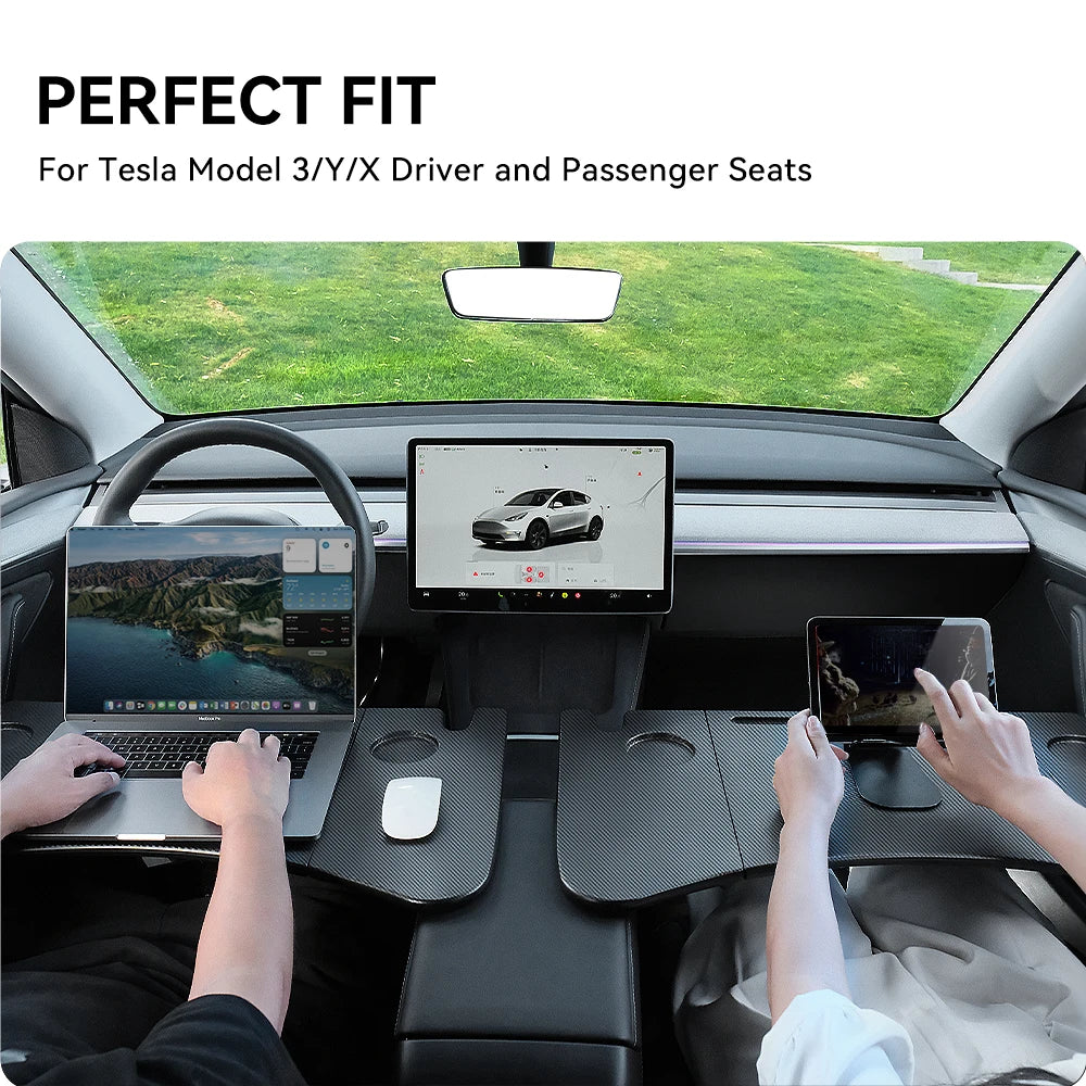 Steering Wheel Laptop Tray for Tesla Model 3, Model Y, Model X, Model S (2018-2024) - Portable Office Table & Car Accessories