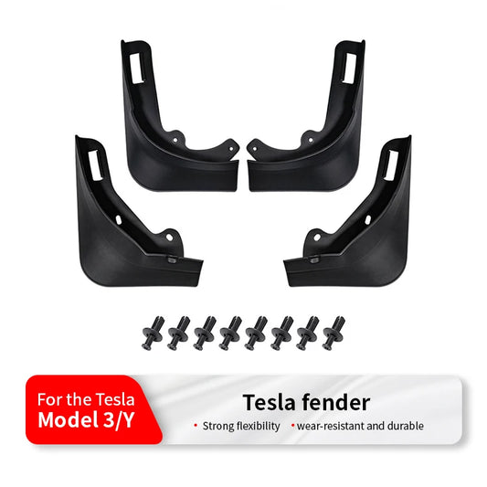 Matte Black Carbon Fiber Pattern Splash Guards Mud Flaps for Tesla Model Y 2020-2023