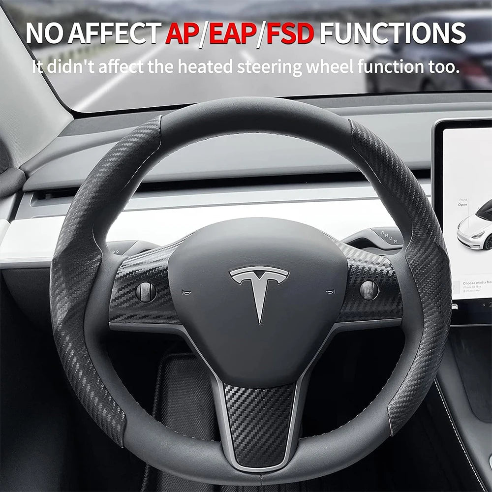 For Tesla Model 3 Y 2017 - 2023 Car Steering Wheel Trim Cover Frame Sticker Shift Paddle Shifter Handlebar Gear Lever Cover 2024