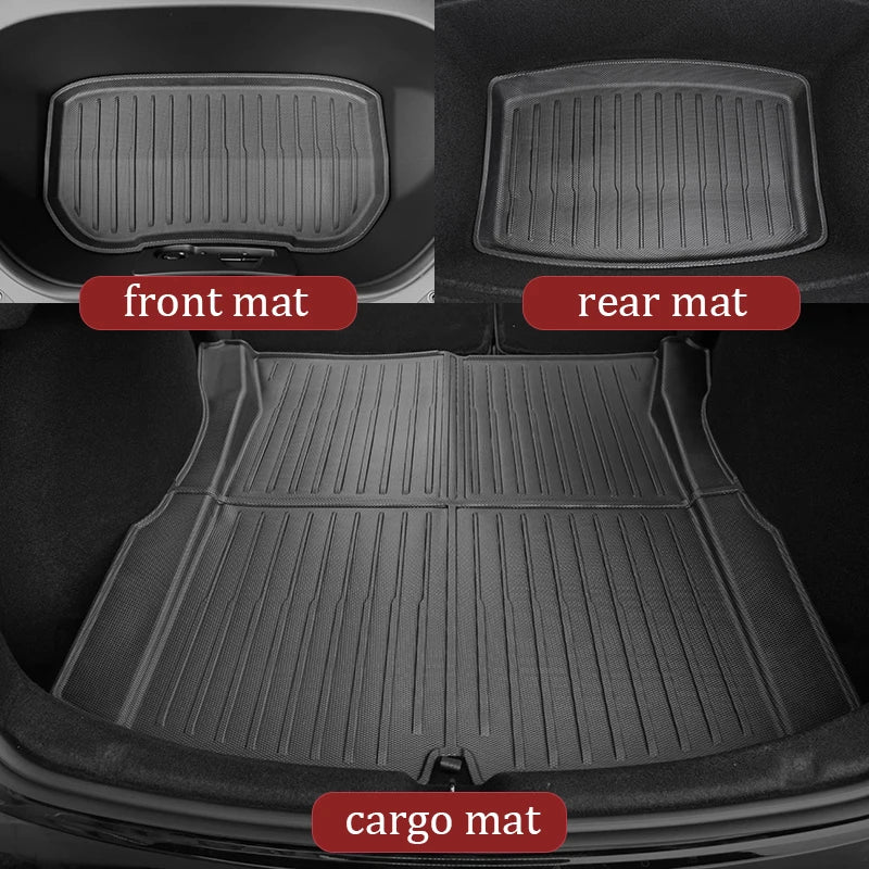 Tesla Model 3 2024 Highland Waterproof Floor Mats - TPE Cargo Liner & Anti-Slip Trunk Mat