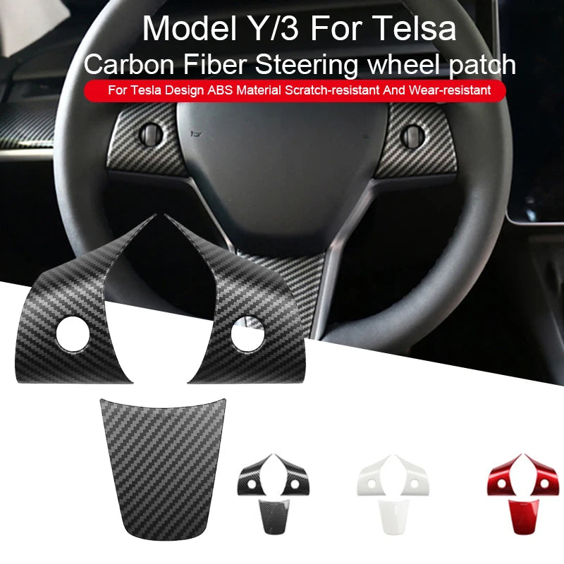 Tesla Model 3 & Model Y Steering Wheel Trim - ABS Carbon Fiber Matte Finish (2017-2023)