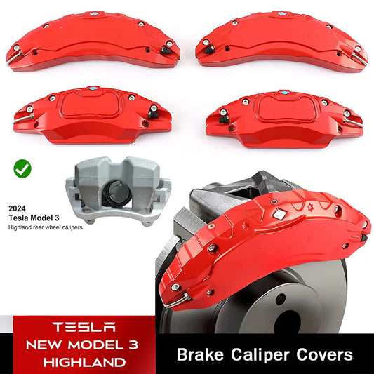 4Pcs/set Aluminum Alloy Brake Caliper Covers for Tesla Model 3 2024 Highland - Premium Brake Caliper Accessories