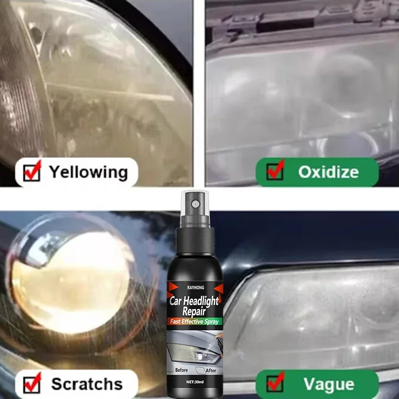 Car Headlight Restoration Polishing Kit - Scratch Remover, Oxidation Cleaning Paste, & Headlight Polish Liquid