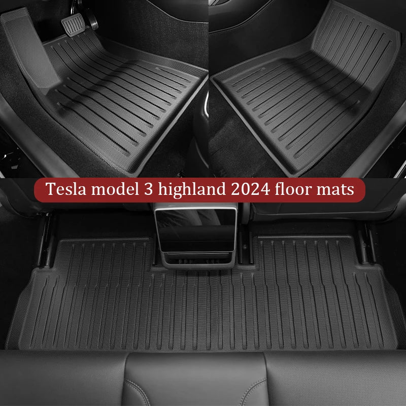 Tesla Model 3 2024 Highland Waterproof Floor Mats - TPE Cargo Liner & Anti-Slip Trunk Mat