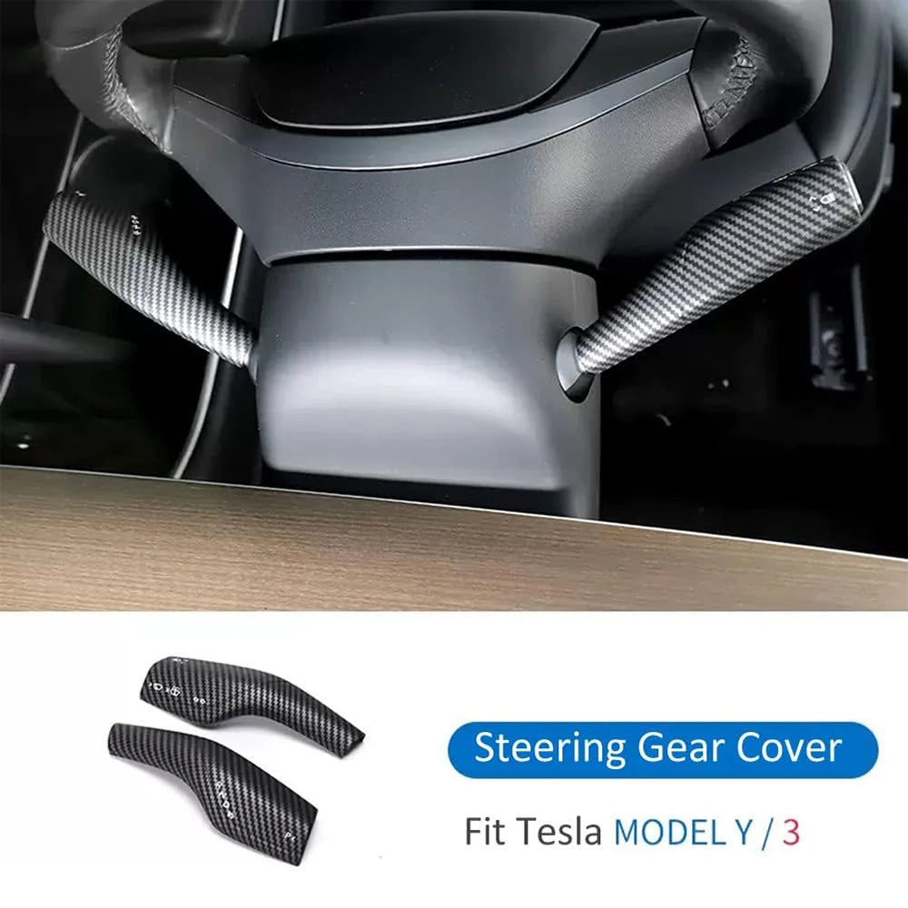 For Tesla Model 3 Y 2017 - 2023 Car Steering Wheel Trim Cover Frame Sticker Shift Paddle Shifter Handlebar Gear Lever Cover 2024