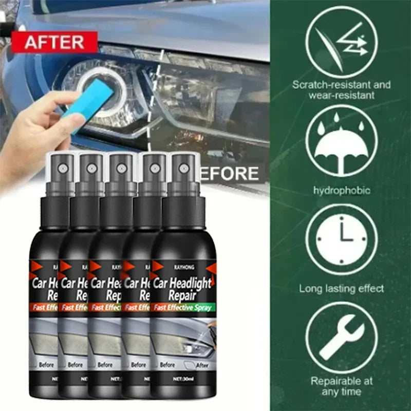 Car Headlight Restoration Polishing Kit - Scratch Remover, Oxidation Cleaning Paste, & Headlight Polish Liquid