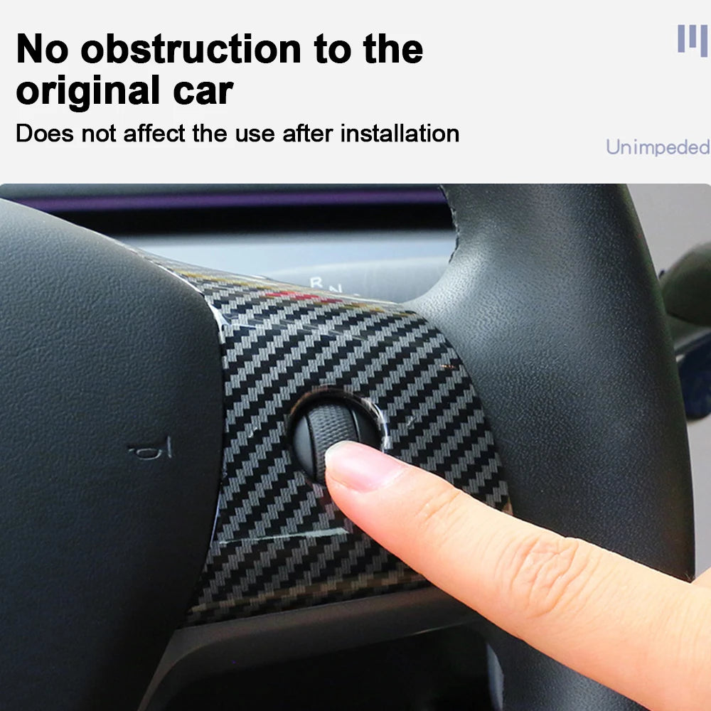 Tesla Model 3 & Model Y Steering Wheel Trim - ABS Carbon Fiber Matte Finish (2017-2023)