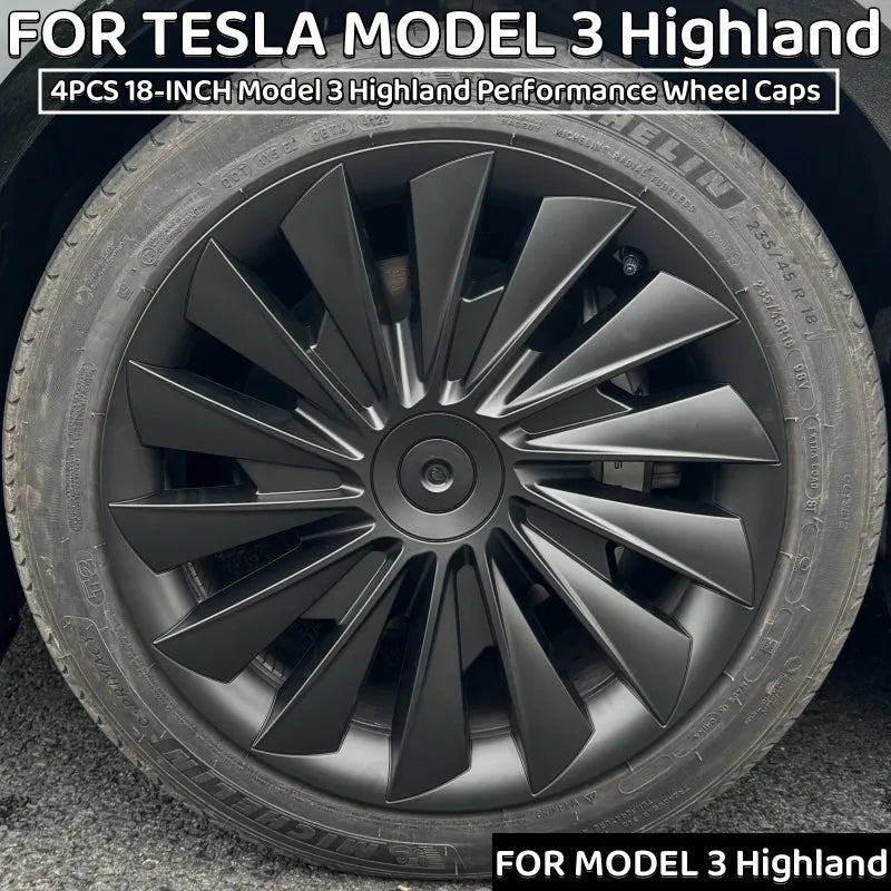 4PCS 18-Inch Hub Caps for Tesla Model 3 Highland 2024 - Performance Wheel Rim Cover Accessories