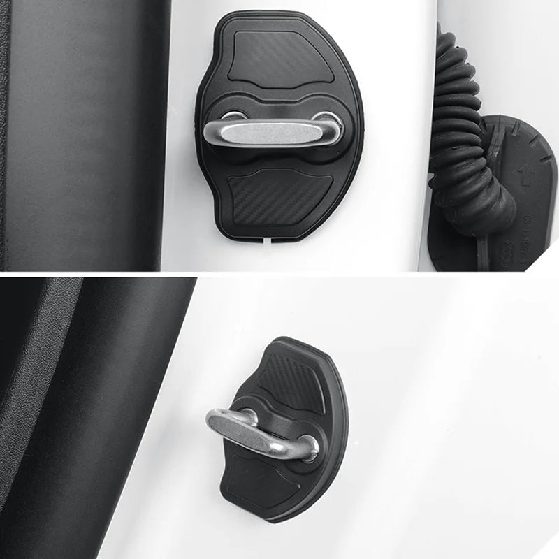 4PCS Car Door Mute Damping Cushion Silicone Door Lock Buckle Cover for Tesla Model Y Model 3 (2017-2023) / Model 3 Highland 2024